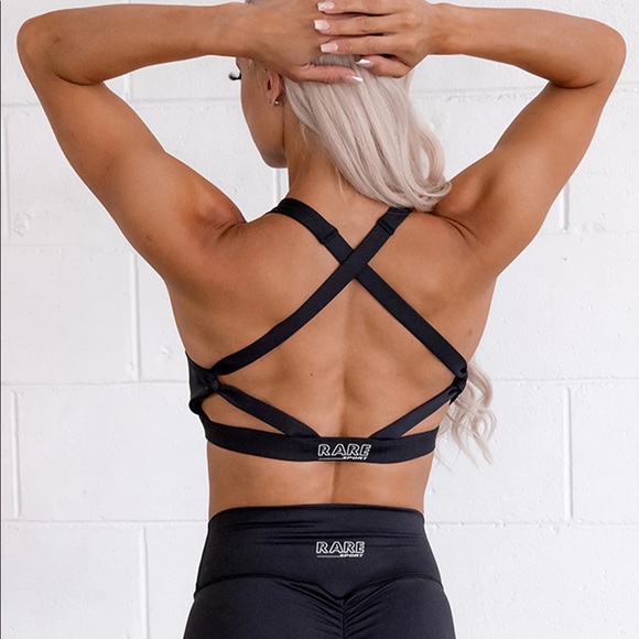 Rare Sport “Ferocious V” Sport Bra. Size Small, Black. - Picture 1 of 6